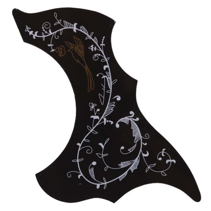 Plastic black guitar pickguards with flower painting