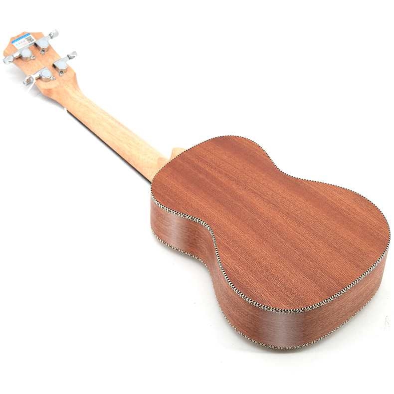 Spruce and sapele ukulele with butterfly engraving on body