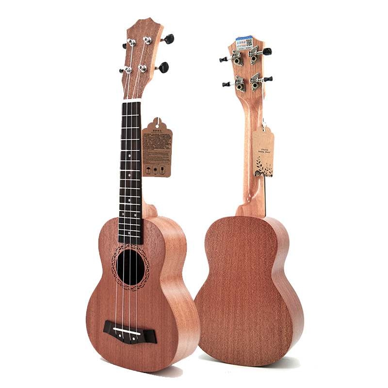 All sapele ukulele with open machine head