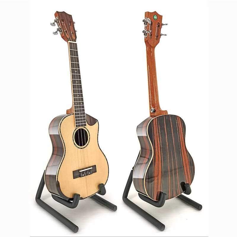 Solid top spruce ebony gloss finish ukulele